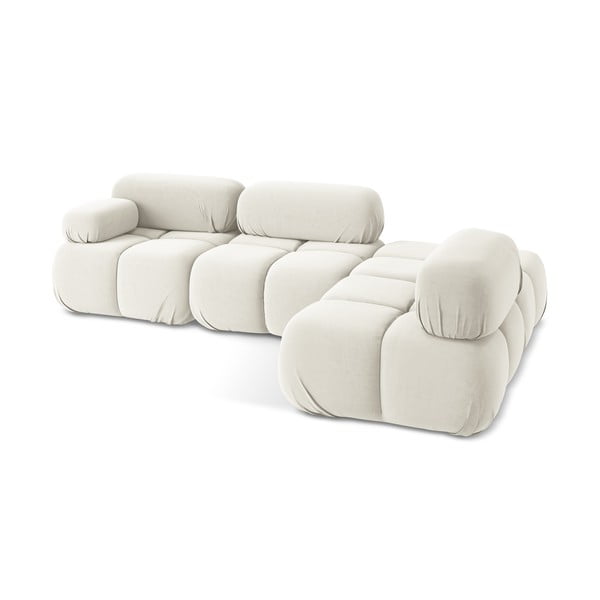 Balts samta modulārais stūra dīvāns (ar labo stūri) Lokua – Makamii-image-4