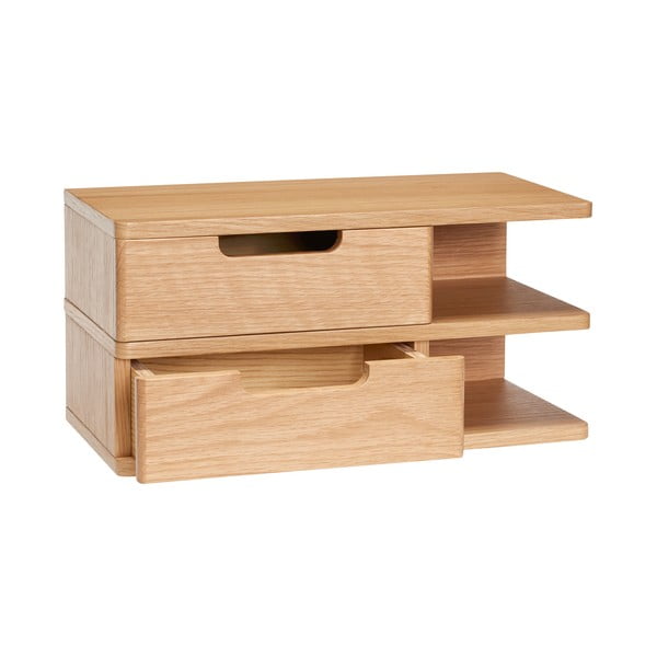 Dabīga toņa piekarināms naktsskapītis ar plauktiem un ozolkoka imitāciju Öppen – Hübsch-image-2