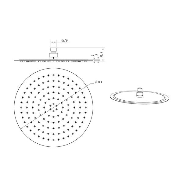 Matēti melna nerūsējošā tērauda griestu dušas galva ø 30 cm Slim – Sapho-image-1