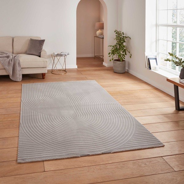 Gaiši pelēks mazgājams paklājs no pārstrādātas šķiedras 120x170 cm Flores – Think Rugs-image-1