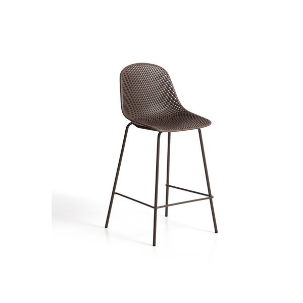 Brūns metāla/plastmasas dārza bāra krēsls Quinby – Kave Home