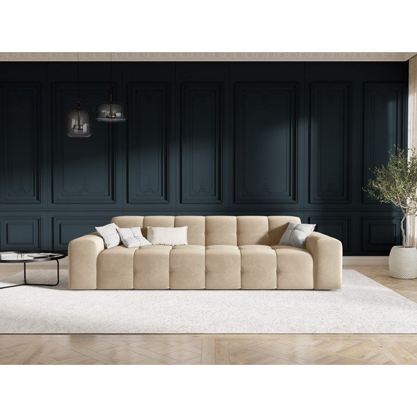 Bēšs samta dīvāns 255 cm Kendal – Micadoni Home-image-1