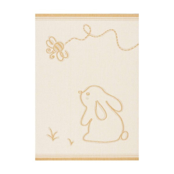 Dzeltens/bēšs antialerģisks bērnu paklājs 230x160 cm Rabbit and Bee – Yellow Tipi