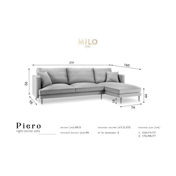 Bēšs stūra dīvāns Milo Casa Piero, labais stūris-image-2