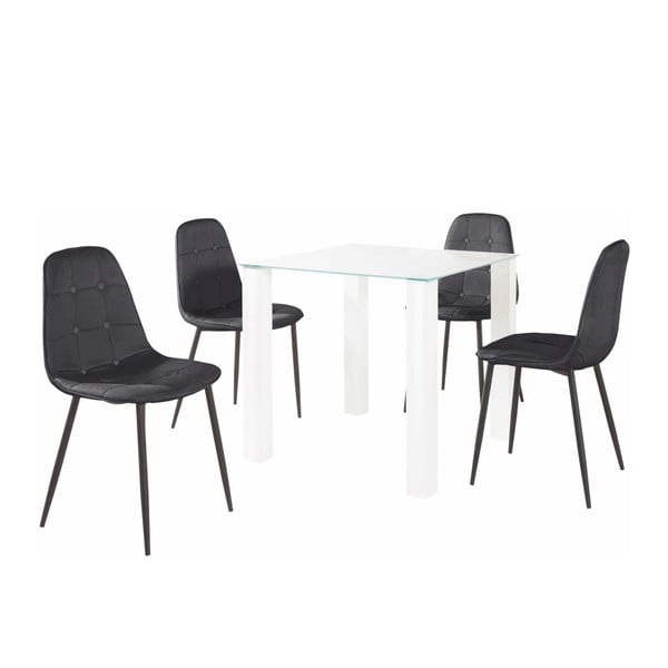 Ēdamgalds un 4 melni krēsli Støraa Dante, galda garums 80 cm
