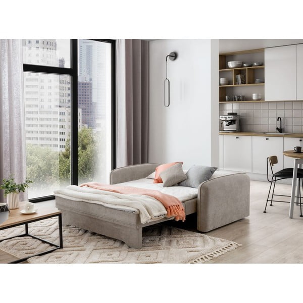 Bēšs salokāms/ar uzglabāšanas vietu dīvāns no šenila auduma 155 cm Laine – ELTAP-image-4