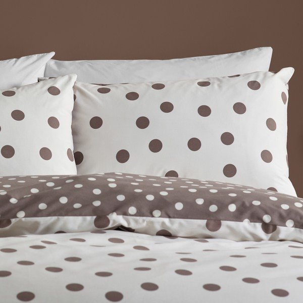 Balta/tumši brūna divguļamā gultas veļa 200x200 cm Polka Dot – Catherine Lansfield-image-2