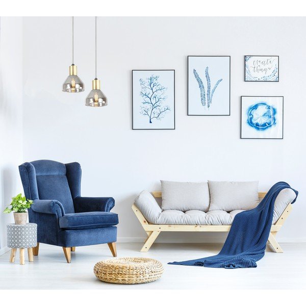 Gaiši violeta/zelta krāsas piekaramā lampa ar stikla abažūru Gregory – Candellux Lighting-image-1