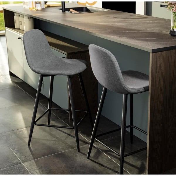 Gaiši pelēki polsterēti bāra krēsli (2 gab.) (sēdekļa augstums 65 cm) Wilma – Actona-image-1