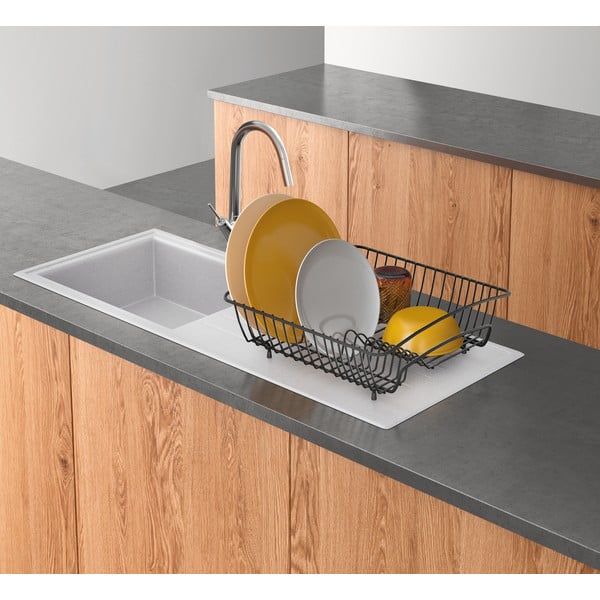 Melns nerūsējošā tērauda trauku žāvētājs Metaltex Square Lava-image-1