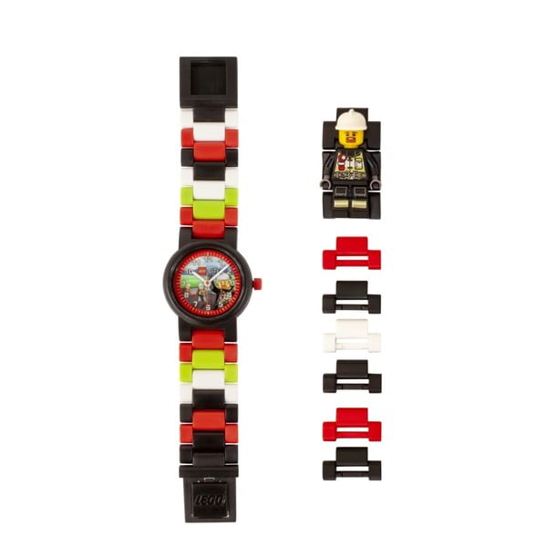 Bērnu pulkstenis ar LEGO® City ugunsdzēsēja figūriņu
