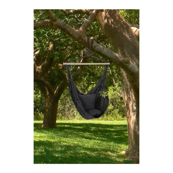 Melns polsterēts dārza piekaramais krēsls Tobago – Garden Pleasure-image-2