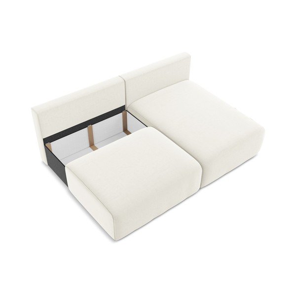 Krēmkrāsas samta salokāms stūra dīvāns ar uzglabāšanas vietu (ar labo stūri/ar zvilni) Kalena – Makamii-image-4
