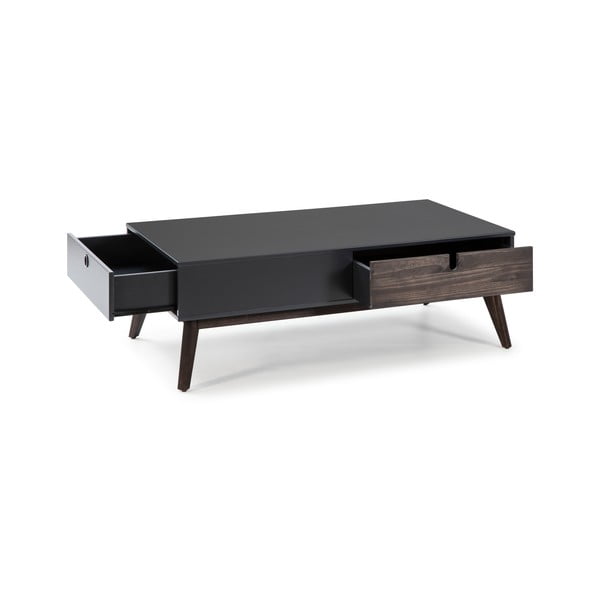 Pelēks žurnālgaldiņš ar 2 atvilktnēm un priedes koka kājām Marckeric Kiara-image-4