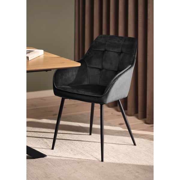 Pelēki polsterēti ēdamistabas krēsli ar roku balstiem (2 gab.) Nolan Square – Unique Furniture-image-1