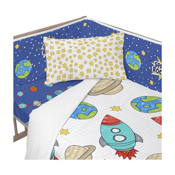 Kokvilnas apmale bērna gultiņai Mr. Fox Space Rocket, 210 x 40 cm-image-3