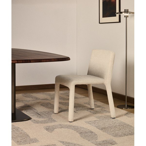 Bēšs polsterēts pusdienu krēsls saliekams viens uz otra Loria – Kave Home-image-2