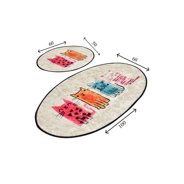 Gaiši brūni vannas istabas paklājiņi (2 gab.) 60x100 cm Baby Cats – Foutastic-image-3