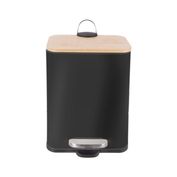 Melna nerūsējošā tērauda atkritumu tvertne ar pedāli 5 l Black – Orion-image-2