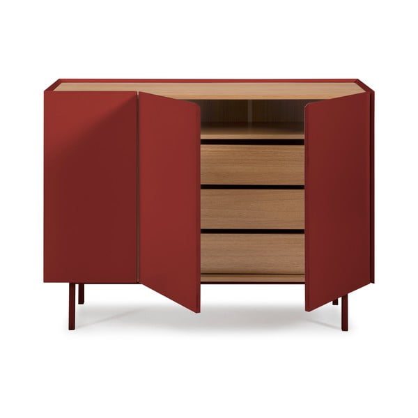 Sarkana zema kumode ar ozolkoka imitāciju 110x85 cm Arista – Teulat-image-3