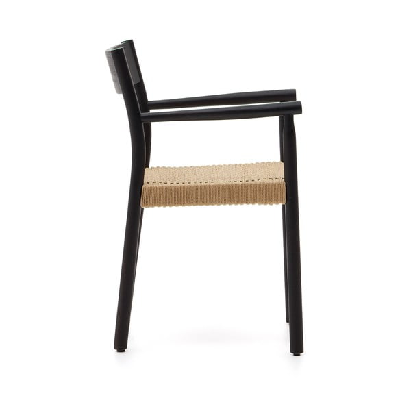 Melns/dabīga toņa ozola masīvkoka pusdienu krēsls Yalia – Kave Home-image-4