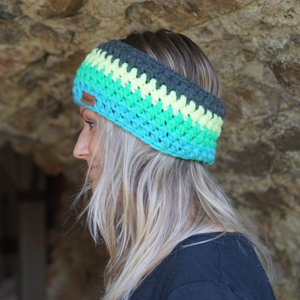 Rokām tamborēta galvas lenta DOKE Stripes Blue-image-2