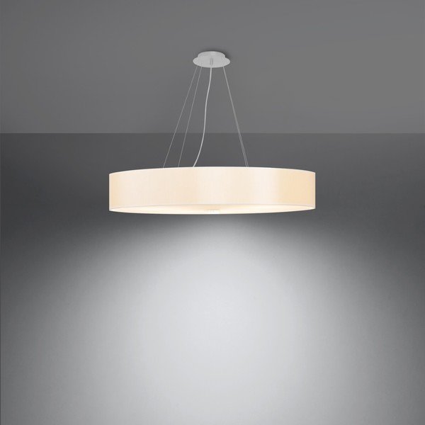 Balta piekaramā lampa ar auduma abažūru ø 70 cm Herra – Sollux-image-3