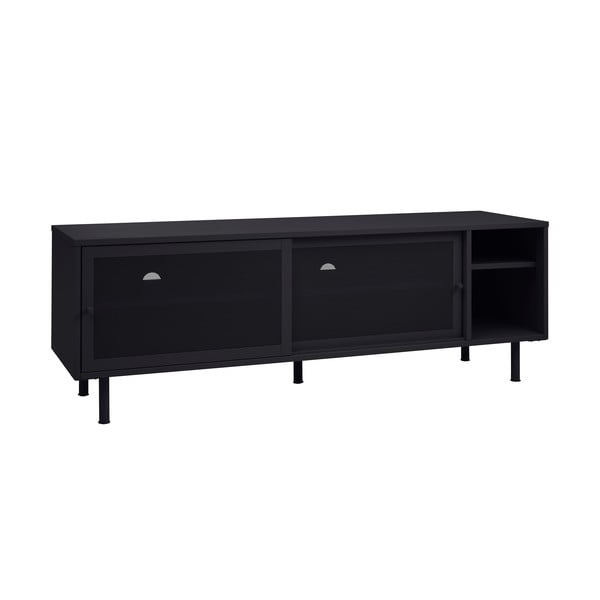 Melns metāla TV galdiņš 160x55x45 cm Veep – Unique Furniture-image-4