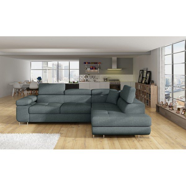 Zils salokāms/ar uzglabāšanas vietu stūra dīvāns (ar labo stūri/L veida) Anton – ELTAP-image-1