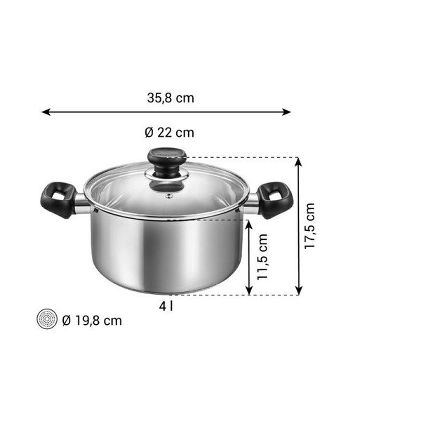 Nerūsējošā tērauda katls ar vāku piemērots indukcijas plītij 4 l Brava – Tescoma-image-3