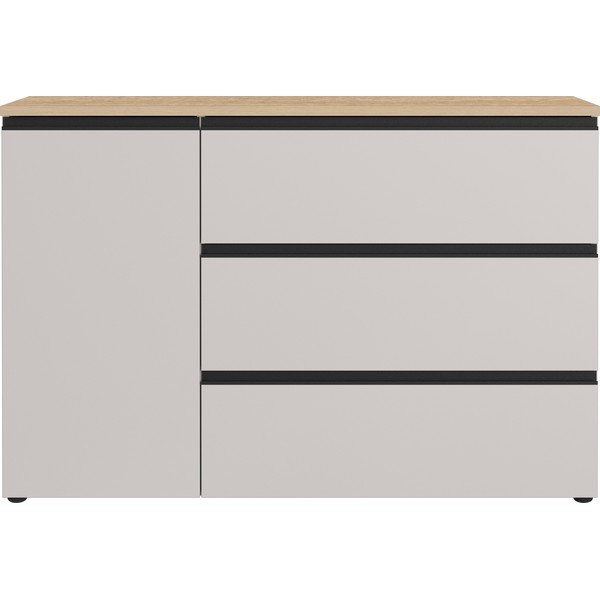 Pelēkbēša/gaiša dabīga toņa kumode 135x91x41 cm Cormano – Germania-image-4