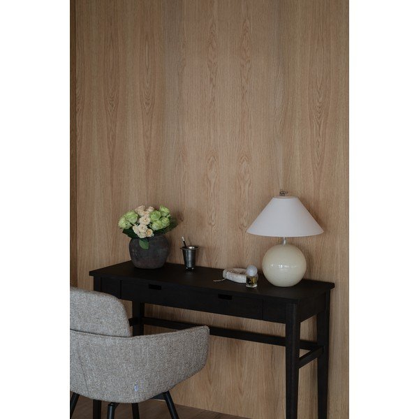 Tumša dabīga toņa konsoles galds ar ozolkoka imitācijas galda virsmu 40x110 cm Garrison – Rowico-image-1
