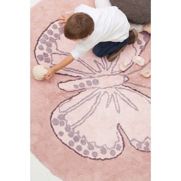 Rozā mazgājams/ar rokām darināts kokvilnas bērnu paklājs ø160 cm Mariposa – Lorena Canals-image-3