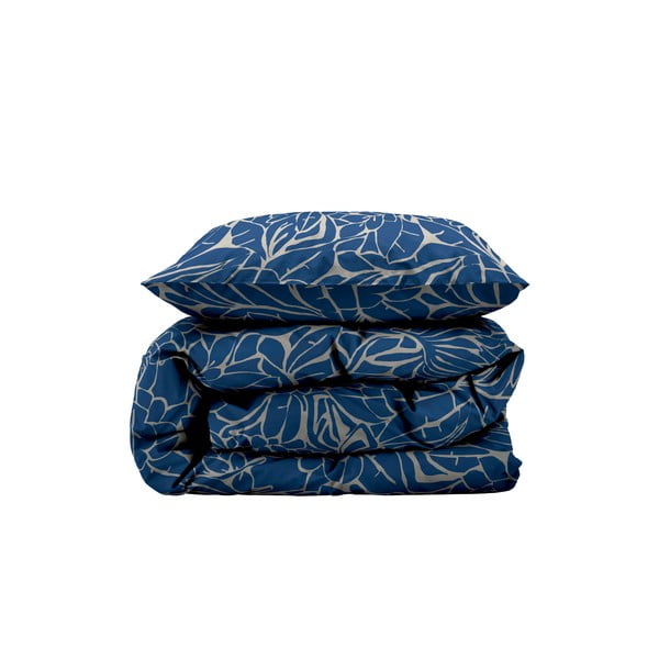Zila vienguļamā damasta gultas veļa 140x220 cm Abstract leaves – Södahl