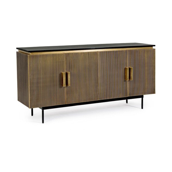 Melna/dabīga toņa kumode 160x80x40 cm Virat – Bizzotto