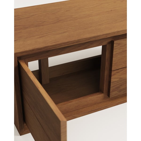 Tumši brūns tīkkoka masīvkoka piekarams skapītis zem izlietnes 90x40 cm Kenta – Kave Home-image-4