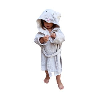 Balts/pelēks kokvilnas halāts bērniem M izmērs Mouse – Rocket Baby