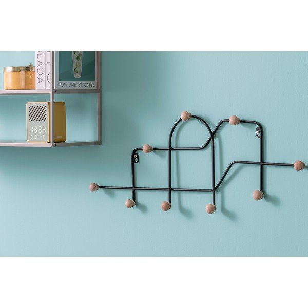 Melns metāla sienas pakaramais 71 cm Maze – PT LIVING-image-1