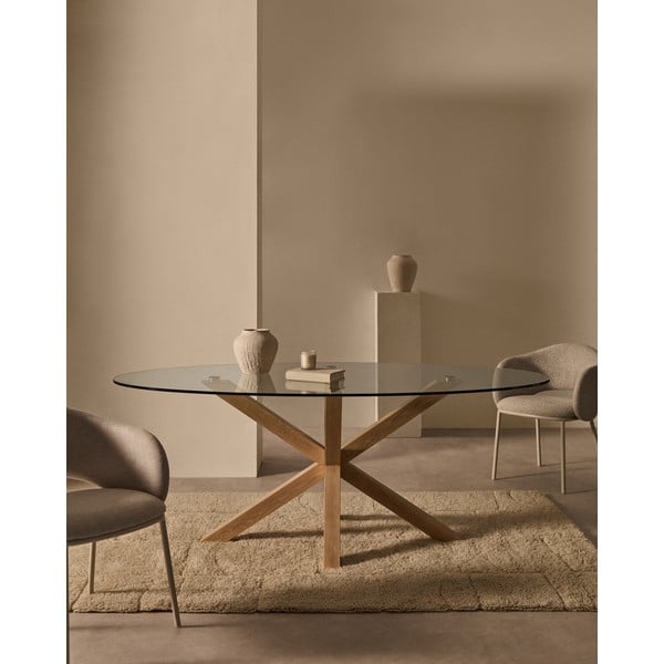 Ēdamgalds ar stikla galda virsmu 100x200 cm Argo – Kave Home-image-1