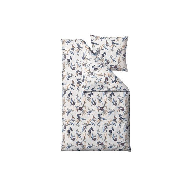 Zila/bēša vienguļamā gultas veļa no kokvilnas satīna 140x220 cm Soft Tropic – Södahl-image-2