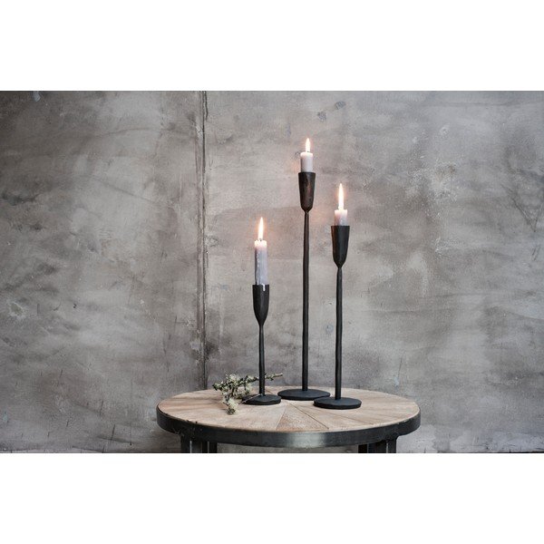 Melns metāla svečturis Nkuku Mbata, augstums 20 cm-image-1