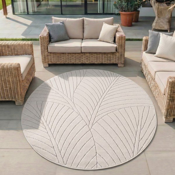 Krēmkrāsas apaļš iekštelpu un āra paklājs ø 120 cm Nova 1203 – Ayyildiz Carpets-image-1