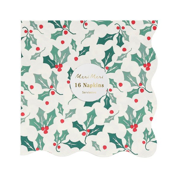 Papīra salvetes (16 gab.) Holly Pattern – Meri Meri-image-2