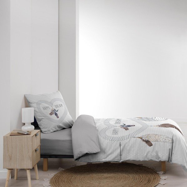 Balta vienguļamā kokvilnas gultas veļa 140x200 cm Happy Dream – douceur d'intérieur-image-4