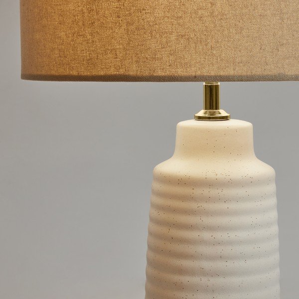 Balta galda lampa ar tekstila abažūru (augstums 58 cm) Mijal – Kave Home-image-1