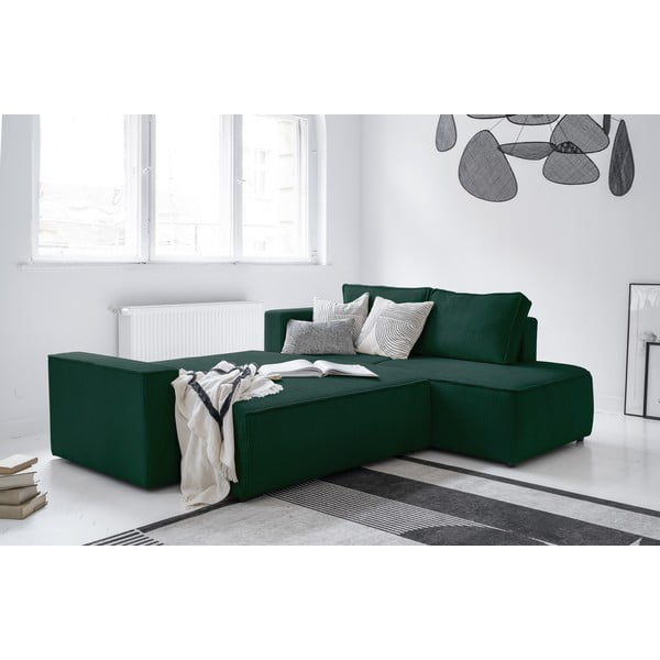 Tumši zaļš velveta salokāms stūra dīvāns (ar labo stūri) Brave Dave – Miuform-image-4