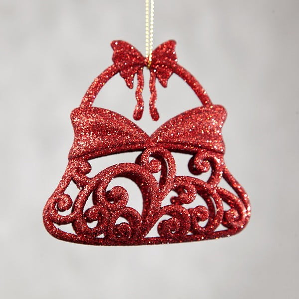6 sarkanu plastmasas Ziemassvētku rotājumu komplekts DecoKing Bell
