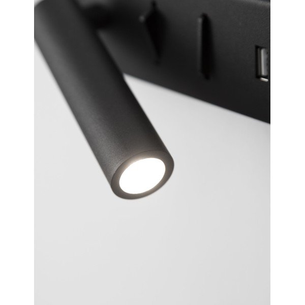 Matēti melna metāla LED sienas lampa ar saliekamu konstrukciju/ar USB portu Vida – Nova Luce-image-4