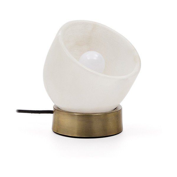 Krēmkrāsas/misiņa krāsas galda lampa (augstums 17 cm) Shenli – Kave Home