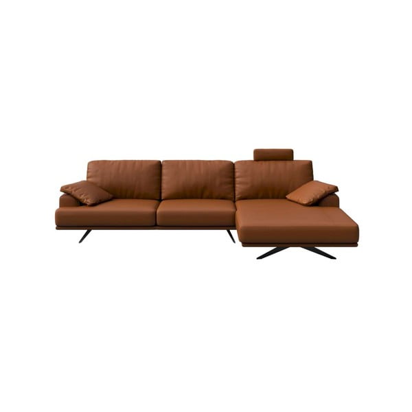 Konjakbrūns ādas stūra dīvāns (labais stūris) Prado – MESONICA